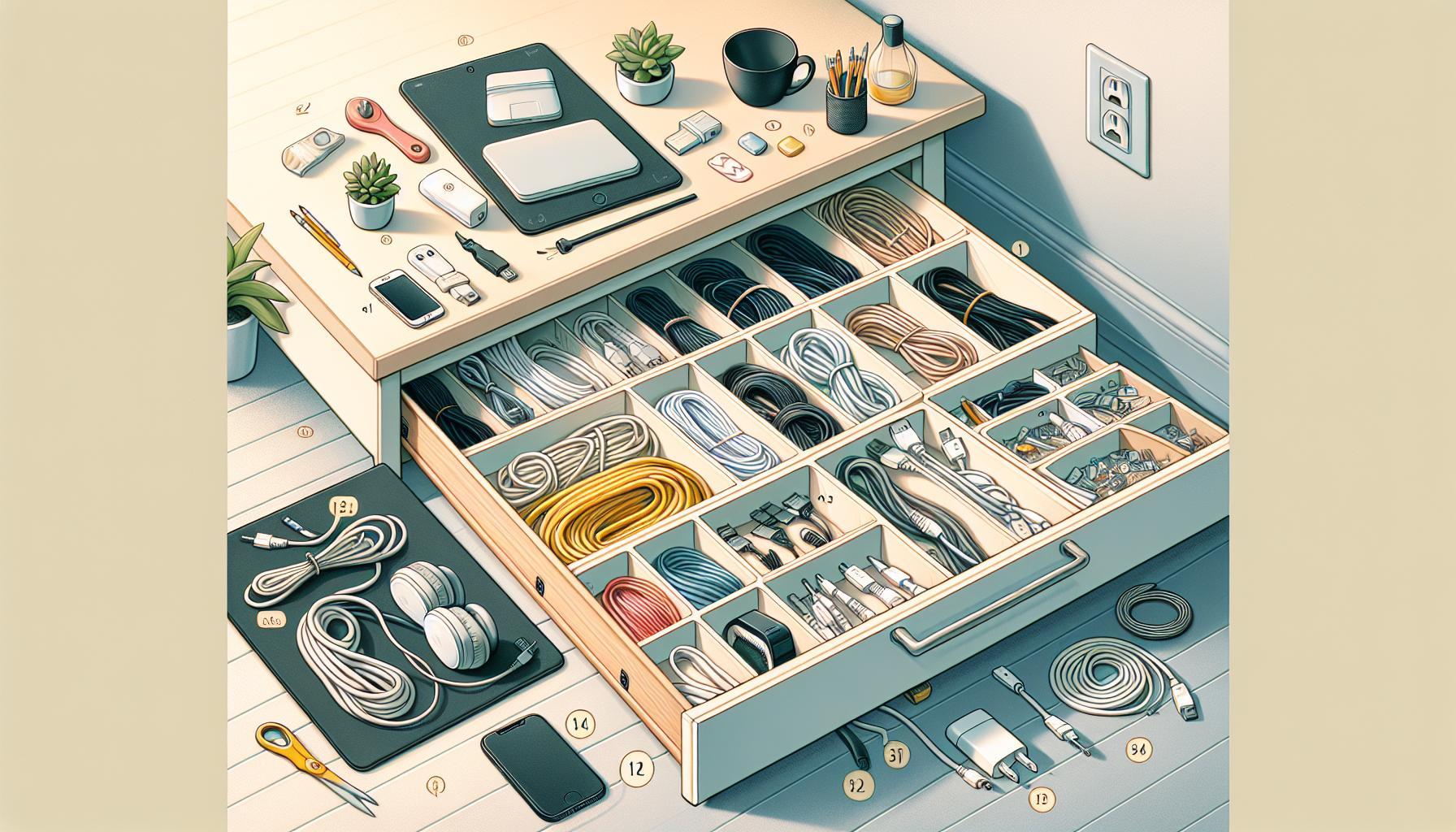 Jak uklidit provázky a udržet pořádek v šuplících